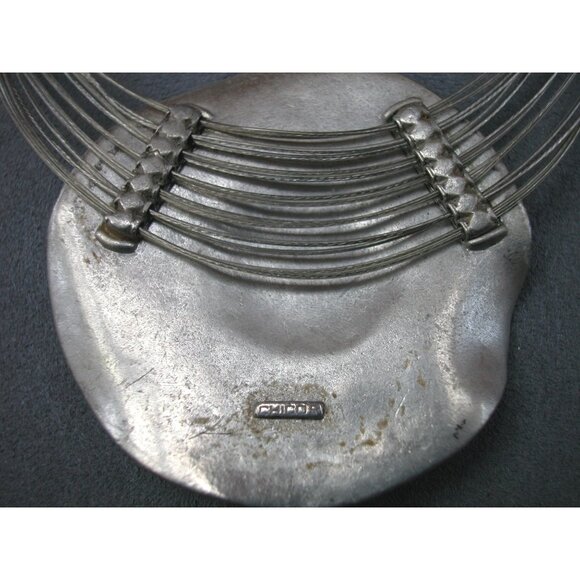 Chicos Iridescent Gold-Tone Necklace Multi-Strand Silver-Tone Chains 14" With 4" - Picture 3 of 4